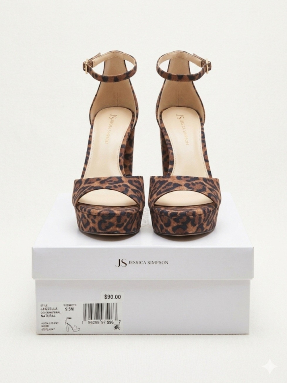 Jessica Simpson Leopard Platform Sandal Heels - Tan/Black